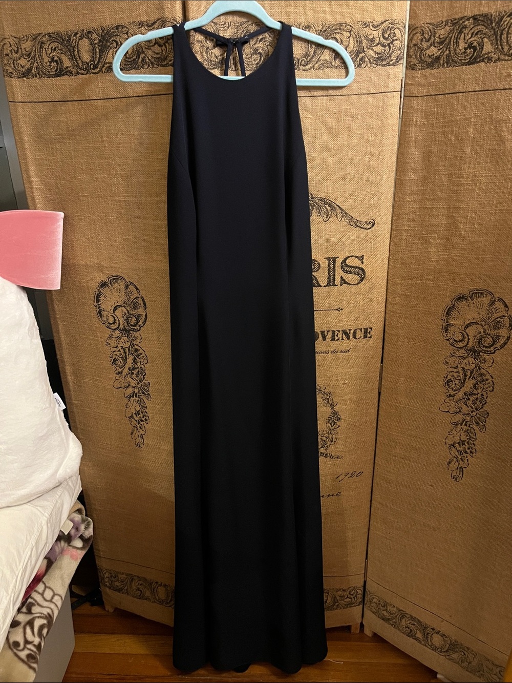 Classic Blue 90s Halter Maxi Prom Dress
